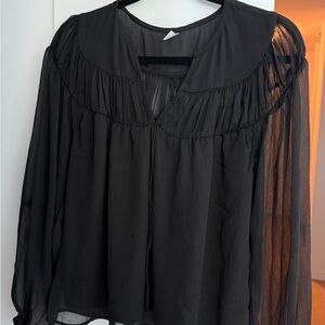 Old Navy Black Sheer Blouse Size S